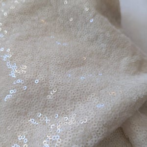White All Over Sequin Fabric Shiny Material for Dress Making 1 YARD 0495
