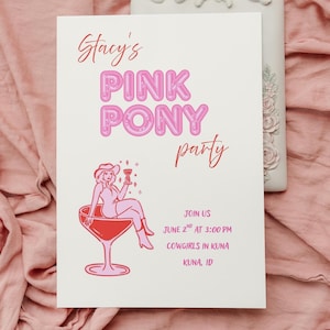 Pink Pony Party Birthday Party Invitation Cowgirl Themed
