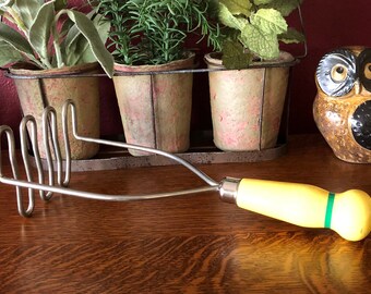 Blue Grey with White with Handle Stainless Steel Gadget BONNY Potatoe Masher Etsys Vintage Kitchen