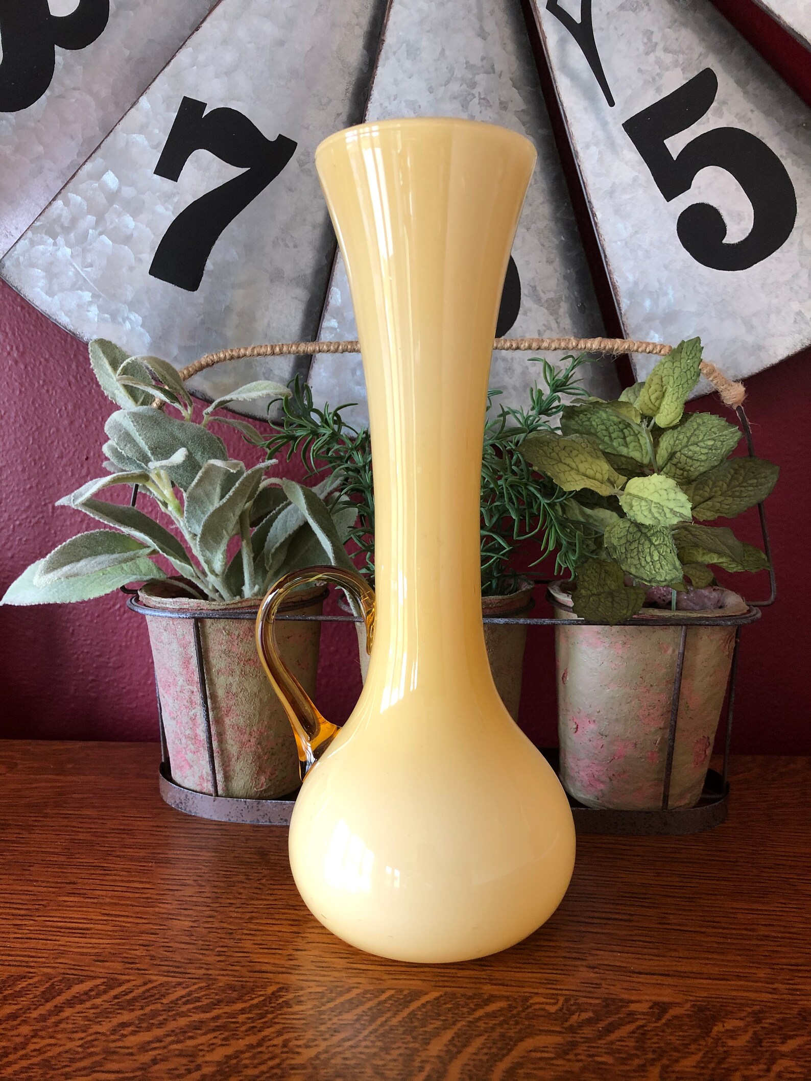 Mustard Color Blown Glass 10 Vase With Honey Colored Etsy
