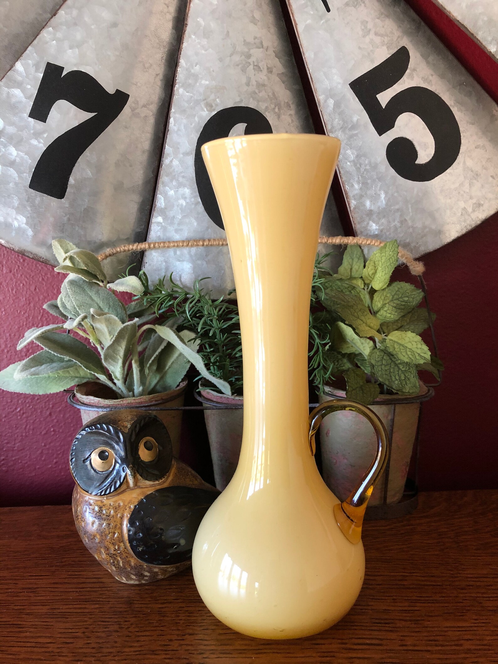 Mustard Color Blown Glass 10 Vase With Honey Colored Etsy