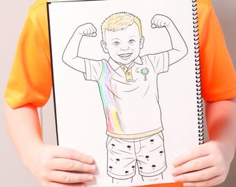 Custom Coloring Book with Your Photos & Name, Personalized Coloring Book, Personalized Kids Gift, Photo to Coloring Page