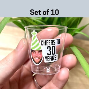 Set of 10 Plastic Shot Glasses Personalized, custom shot glasses bulk, 30th birthday decorations, custom shot glass, 30th birthday favors