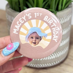Custom Photo Button, Custom Pin, Personalized Birthday Button, Milestone Birthday Button, Birthday Mom Button,