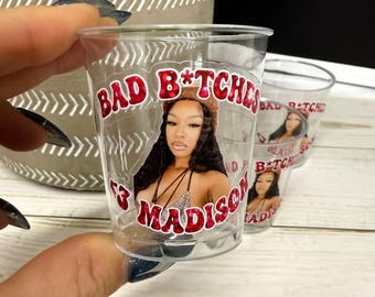 Set of 10 Custom Photo Shot Glass, Personalized Birthday Shot Glass, Bachelorette Party Favor, Custom Name Shot Glass, Fun Adult Gift