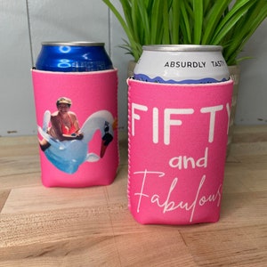 Personalized Can cooler, custom picture can cooler, funny birthday favors, 40th birthday, 30th birthday. 50th birthday decoration