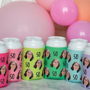 Personalized Can cooler, custom picture can cooler, funny birthday favors, 40th birthday, 30th birthday. 50th birthday decoration