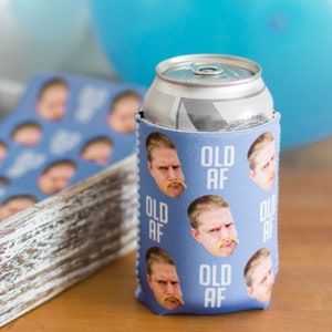 Personalized Insulated Can cooler, custom Old AF can cooler, funny birthday favors, 40th birthday, 30th birthday. 50th birthday, slim can