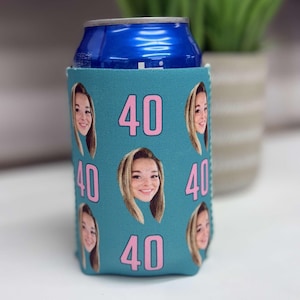 Enfriador de latas personalizado, decoraciones para 30 cumpleaños, regalos para 40 cumpleaños, regalos para fiestas personalizados, regalo para 40 cumpleaños