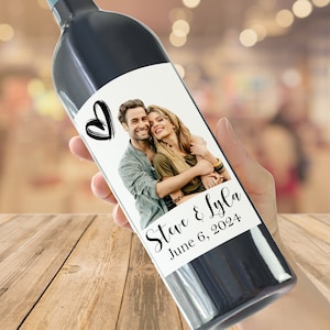 custom photo wine label, Wine Bottle Label, Champagne bottle label, Engagement Party Favor, engagement gifts, engagement wine label