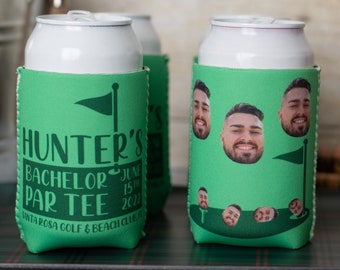 Custom Golf Bachelor Party Can Cooler, Personalized Face Drink Holder