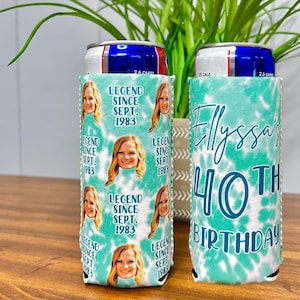 Personalized Can cooler, custom picture can cooler, funny birthday favors, 40th birthday, 30th birthday. 50th birthday decoration