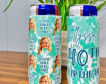 Personalized Can cooler, custom picture can cooler, funny birthday favors, 40th birthday, 30th birthday. 50th birthday decoration