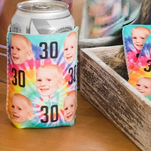 Personalized Insulated Can cooler, custom picture can cooler, funny birthday favors, 40th birthday, 30th birthday. 50th birthday, slim can
