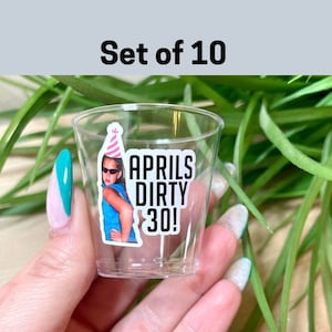 Set of 10 Plastic Shot Glasses Personalized, custom shot glasses bulk, 30th birthday decorations, custom shot glass, 30th birthday favors