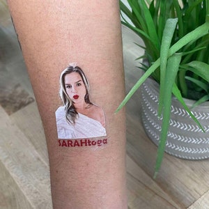 Temporary Birthday Tattoo, Custom Face Tattoo, Personalized Temporary Tattoo, Birthday Party Favor, Bachelorette Party Tattoo, Bach Decor