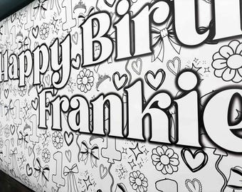 Coloring Table Runner for Kids Birthday Party, Coloring Table Cover, Giant Birthday Coloring Poster, Personalized Birthday Coloring Banner