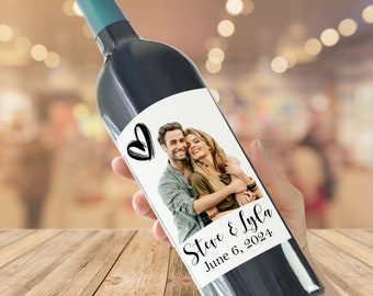 Custom Photo Wine Label, Wine Bottle Label, Champagne Bottle