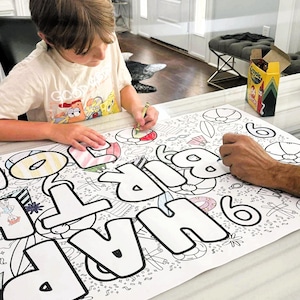 Coloring Table Runner for Kids Birthday Party, Coloring Table Cover, Giant Birthday Coloring Poster, Personalized Birthday Coloring Banner