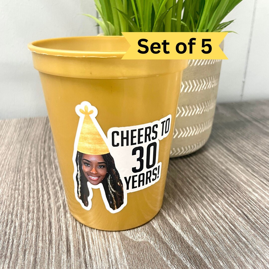 Set of 5 Plastic Cups Personalized, Custom Plastic Cups, Stadium Cups