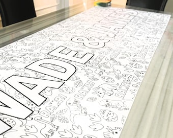 Coloring Table Runner for Kids Birthday Party, Coloring Table Cover, Giant Birthday Coloring Poster, Dinosaur Birthday Coloring Banner