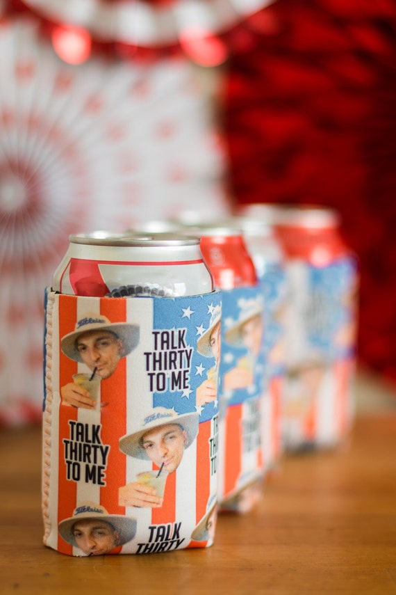 30th Birthday Favors for Adults, Talk Thirty to Me Decorations, Custom Can Cooler with Photo, 30th Birthday Gift for Men, party decor