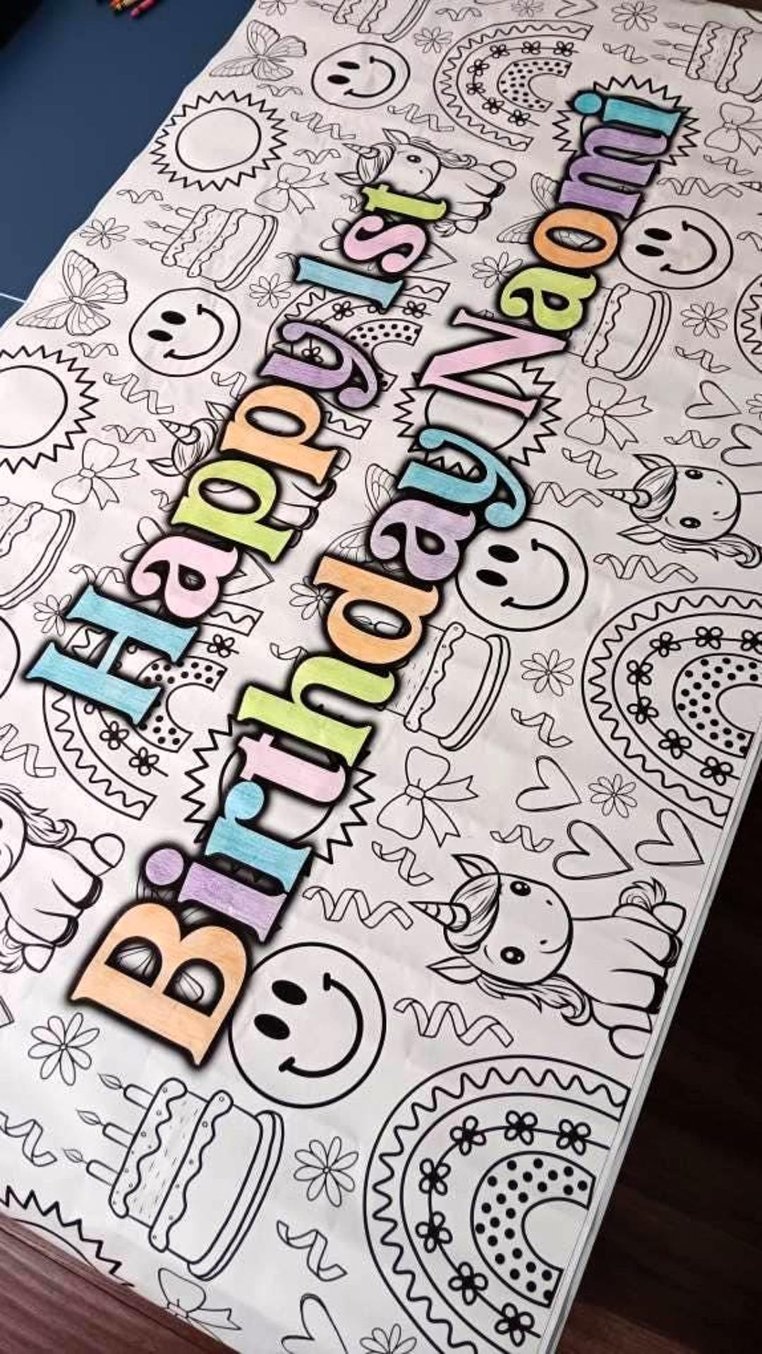 Party Coloring Table Coloring Table Runner for Kids Birthday Party, Coloring Table Cover ...
