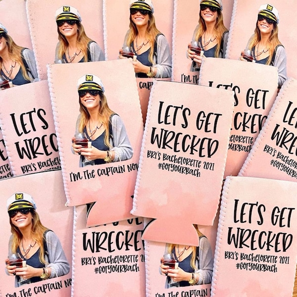 Personalized Insulated Can cooler, bachelorette party favors, bachelorette gifts, bachelorette can coolers coolers, Let's Get Wrecked