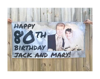 Personalized Birthday Banner with Photo, Custom Birthday Sign, Any Age Party Banner, Adult Birthday Decoration, Milestone Birthday Decor