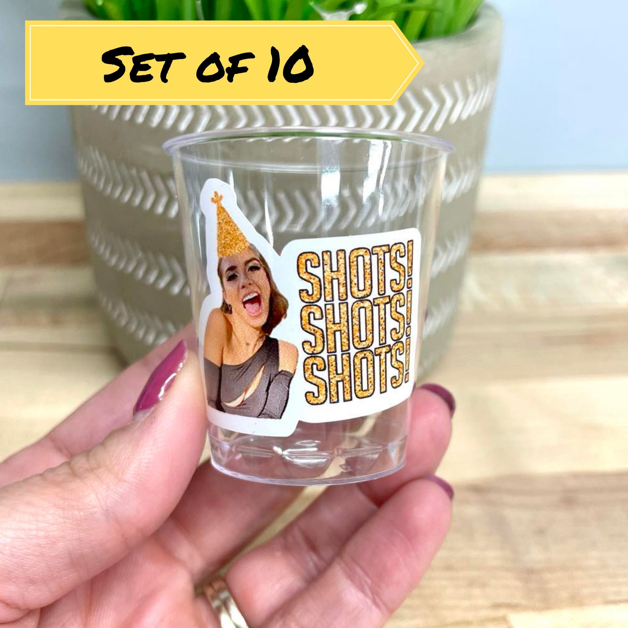 Set of 10 Plastic Shot Glasses Personalized, custom shot glasses bulk, 30th birthday decorations, custom shot glass, New Years Even Decor