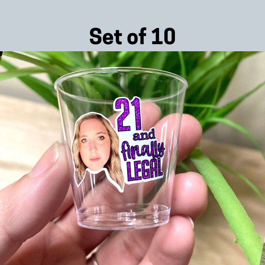 Set of 10 Plastic Shot Glasses, Custom Shot Glasses Bulk, 21st Birthday