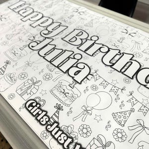Coloring Table Runner for Kids Birthday Party, Coloring Table Cover, Giant Birthday Coloring Poster, Personalized Birthday Coloring Banner
