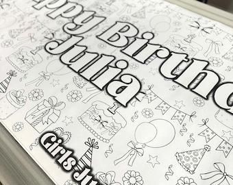 Coloring Table Runner for Kids Birthday Party, Coloring Table Cover, Giant Birthday Coloring Poster, Personalized Birthday Coloring Banner
