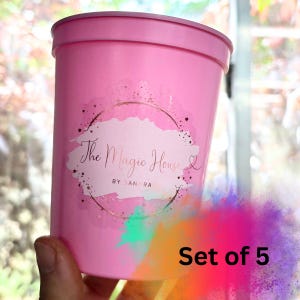 Set of 5 Plastic cups personalized, custom plastic cups, stadium cups, launch party decor, cup with your logo