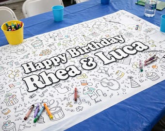 Coloring Table Runner for Kids Birthday Party, Coloring Table Cover, Giant Birthday Coloring Poster, Personalized Birthday Coloring Banner