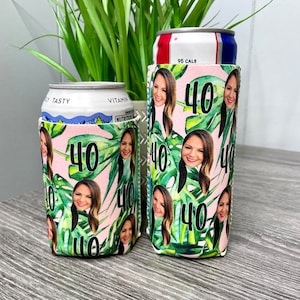Personalized Insulated Can cooler, custom picture can cooler, bottle hugger, birthday favor, 40th birthday, 30th birthday. 50th birthday
