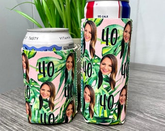 Personalized Insulated Can cooler, custom picture can cooler, bottle hugger, birthday favor, 40th birthday, 30th birthday. 50th birthday