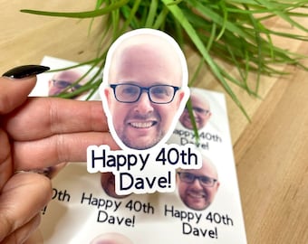 Custom Face Stickers, Personalized Stickers, Custom Party Favors, 30th Birthday Decorations, Waterproof Stickers, sticker sheet, Die cut