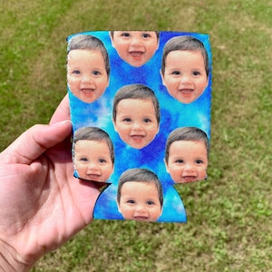 Baby Face Cooler, Custom Baby Gift, New Dad Gift Idea, Photo Drink Sleeve, First Birthday Favor, Personalized Cooler, Family Gift Idea