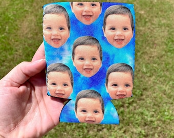 Baby Face Cooler, Custom Baby Gift, New Dad Gift Idea, Photo Drink Sleeve, First Birthday Favor, Personalized Cooler, Family Gift Idea