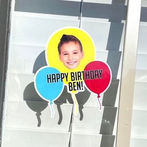 personalized window cling, birthday window cling, personalized birthday decor, window cling custom, static cling decal, custom window decal