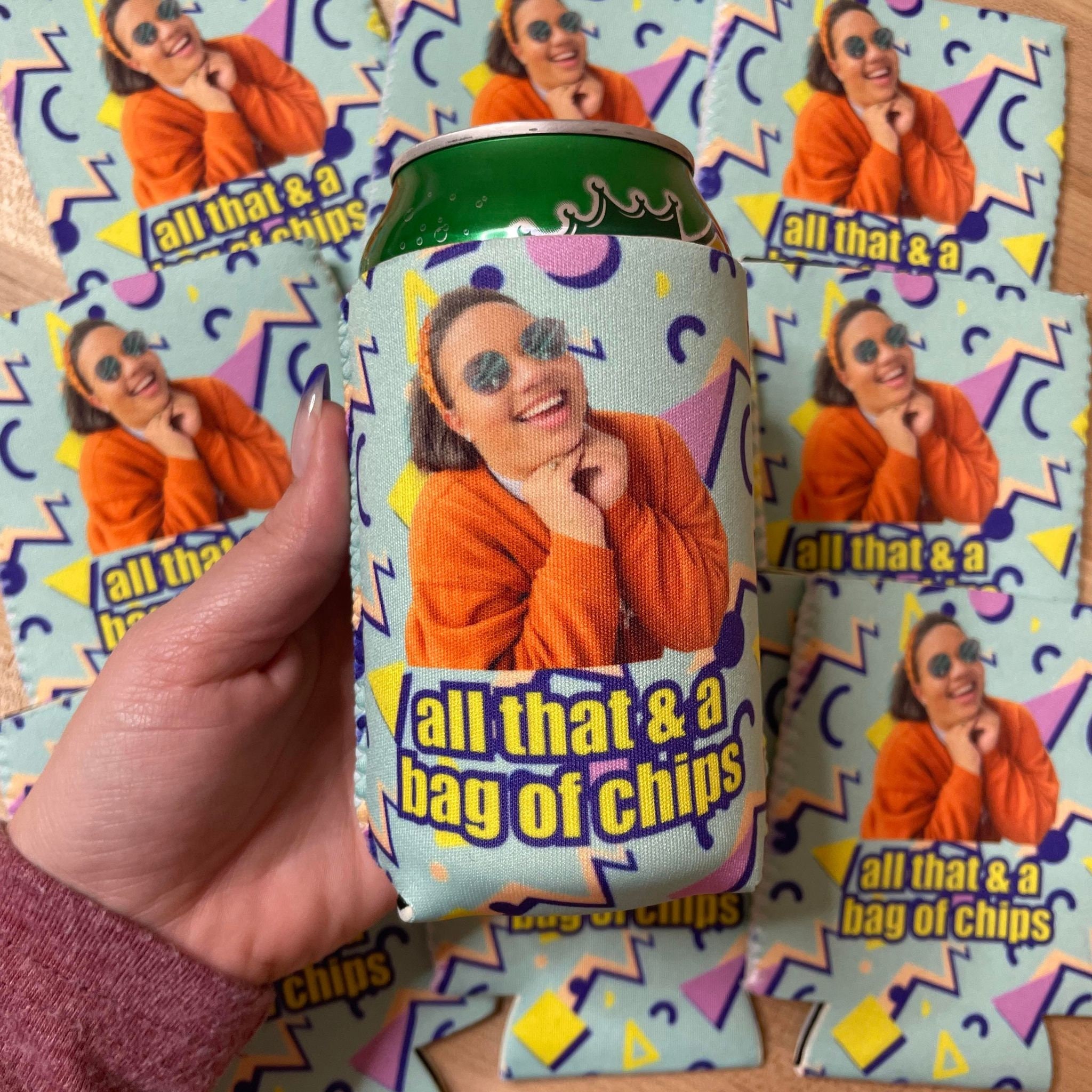 90s Party Favors 90s Party Decorations Custom Can Cooler 30th Birthday Favors 90s theme party all that and a bag of chips