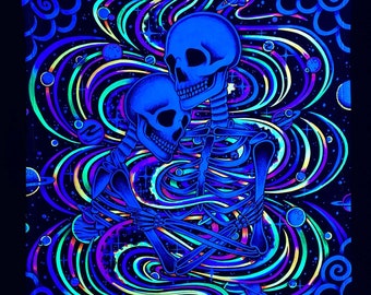 Blacklight Reactive Tapestry / UV Reactive Wall Art / Spiritual Art / Weird Space Art / Cosmic Space Decor / Trippy Galaxy Art