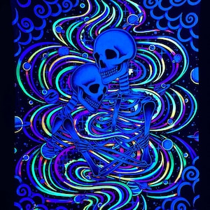 Blacklight Reactive Tapestry / UV Reactive Wall Art / Spiritual Art / Weird Space Art / Cosmic Space Decor / Trippy Galaxy Art