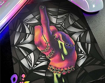 Mousepad of Zhing / Trippy Gothic Mousepad / Horror Mousepad / Spooky Mousepad / PC Gaming Accessories / Computer Accessories / Hand Art