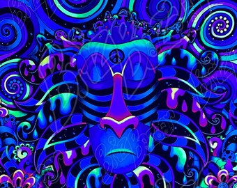 Rafiki Blacklight Tapestry / Rafiki Art / Trippy Rafiki Decor / UV Reactive Wall Art / Trippy Home Decor / Psychedelic Home Decor