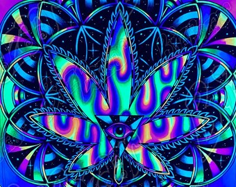 Blacklight Tapestry of Kronic Haze / Trippy Wall Art / Neon Wall Art / Blacklight Reactive Home Decor / Trippy Wall Decor
