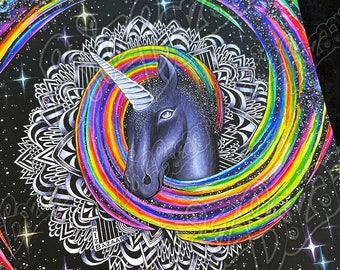 Art Print of Majestic AF / Unicorn Art / Psychedelic Unicorn / Rainbow Art / Trippy Art / Psychedelic Art