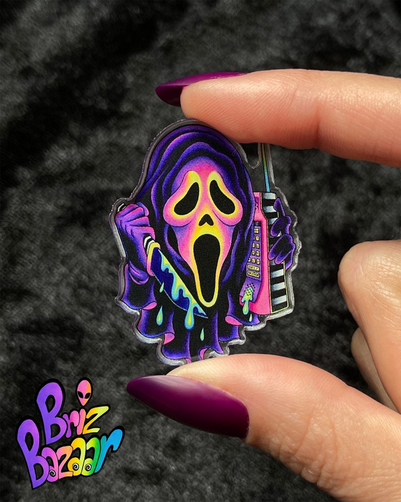 Pin of Ghost Mask / Acrylic Pin / Horror Pin 