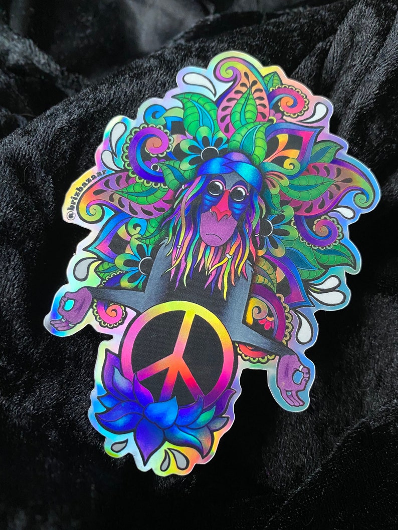 Holographic Sticker Psychedelic Hippie Peace Rafiki Etsy